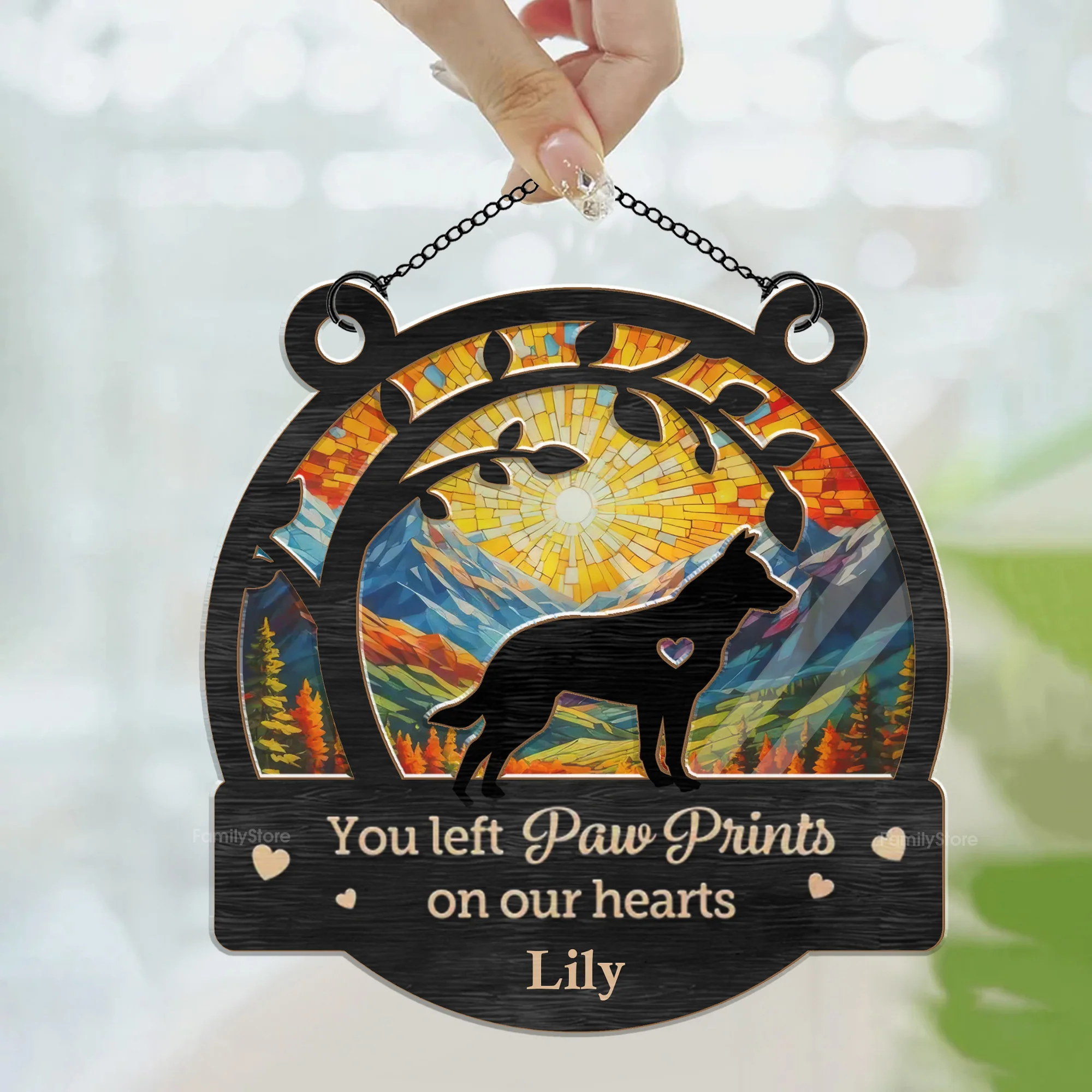 You May Be Gone, But You'll Never Be Forgotten- Memorial Gift For Pet Lovers - Personalized Window Hanging Window Hanging Suncatcher Ornament - Image 3