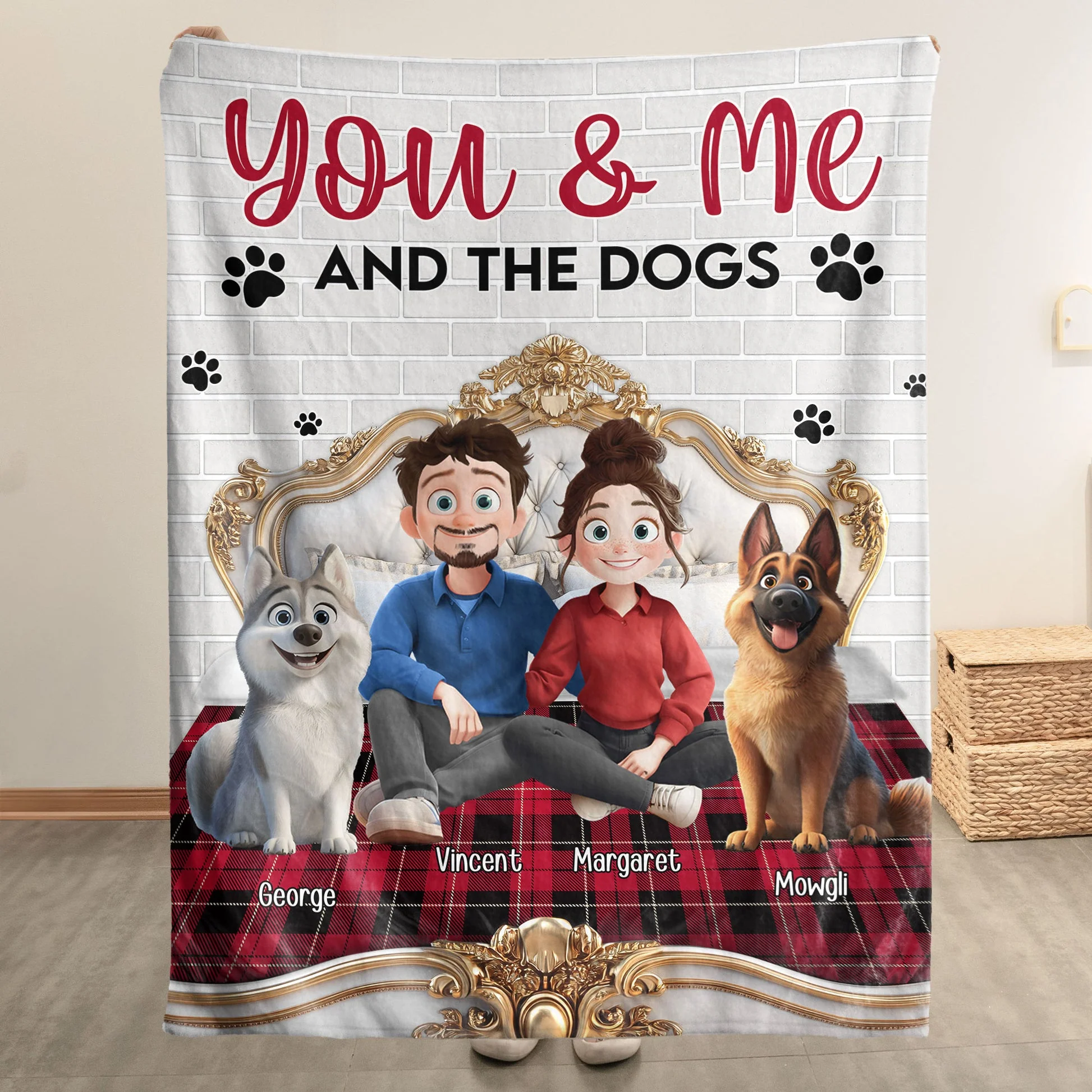 You & Me And The Dogs New Funny Version Cartoon Dog - Personalized Blanket - Gift For Dog Lovers, Couples | CLP15 NA94