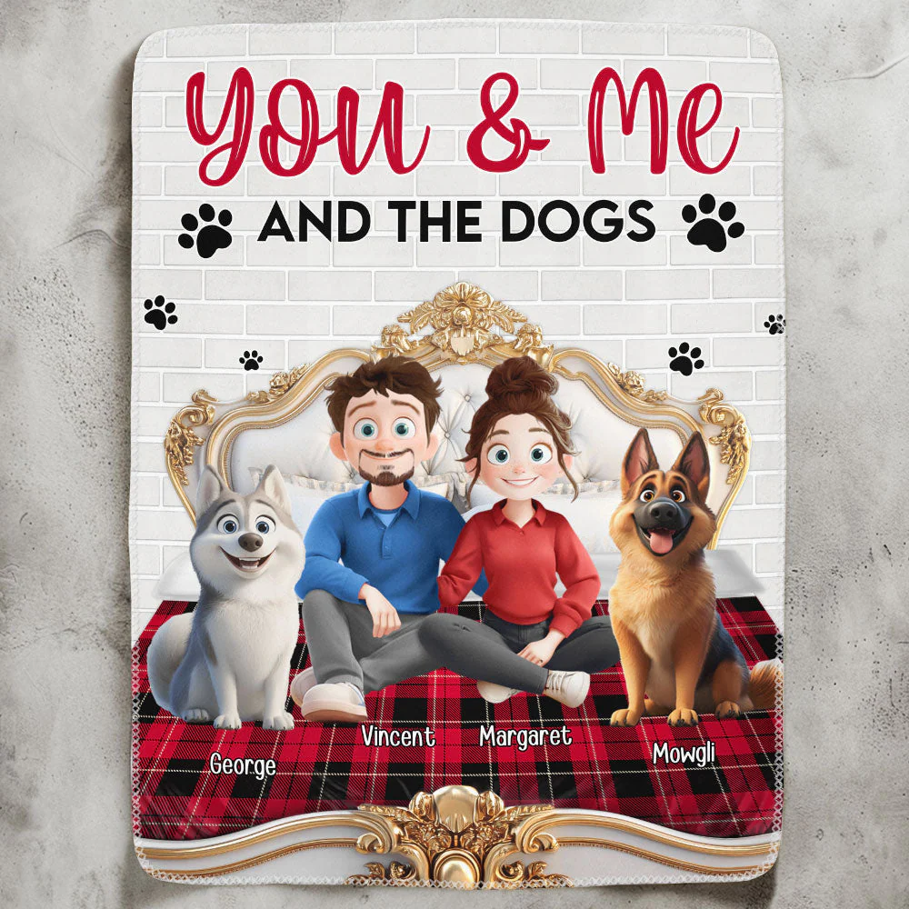 You & Me And The Dogs New Funny Version Cartoon Dog - Personalized Blanket - Gift For Dog Lovers, Couples | CLP15 NA94 - Image 2