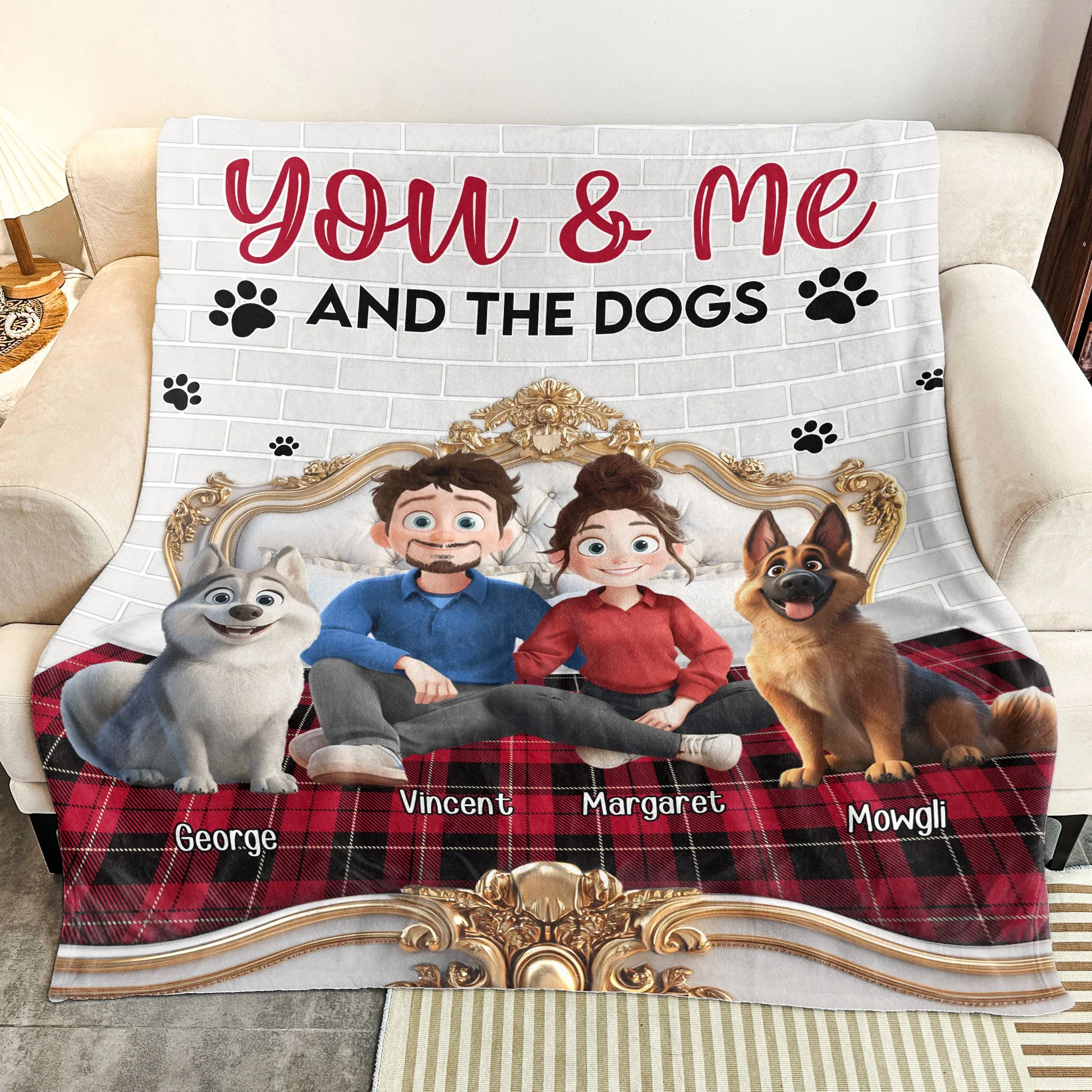 You & Me And The Dogs New Funny Version Cartoon Dog - Personalized Blanket - Gift For Dog Lovers, Couples | CLP15 NA94 - Image 3