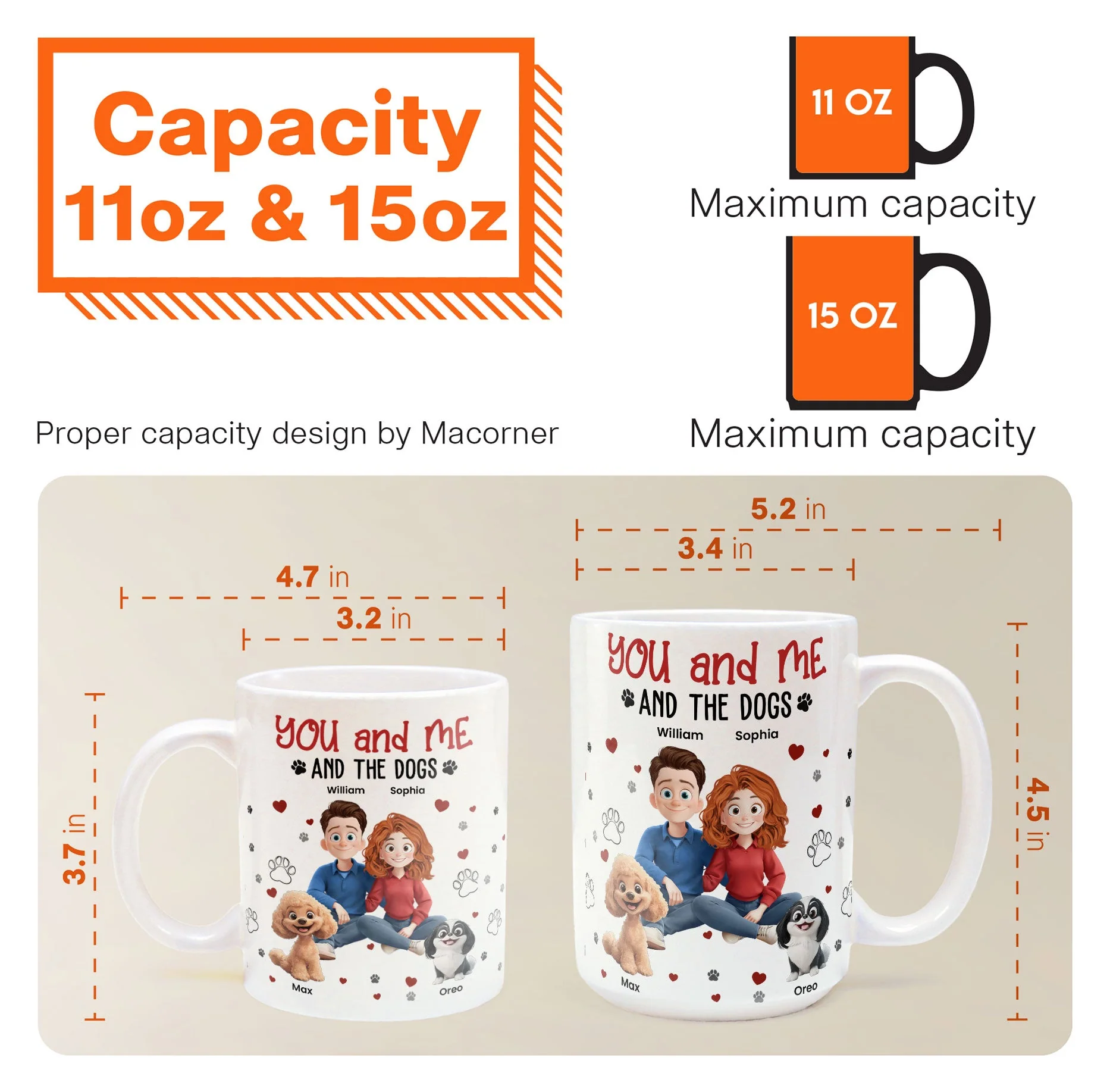 You, Me And The Dogs - Personalized Mug - Gift for Pet Owners, Dog Lovers, Dog Dad, Dog Mom | CLP15 NH96 - Image 4