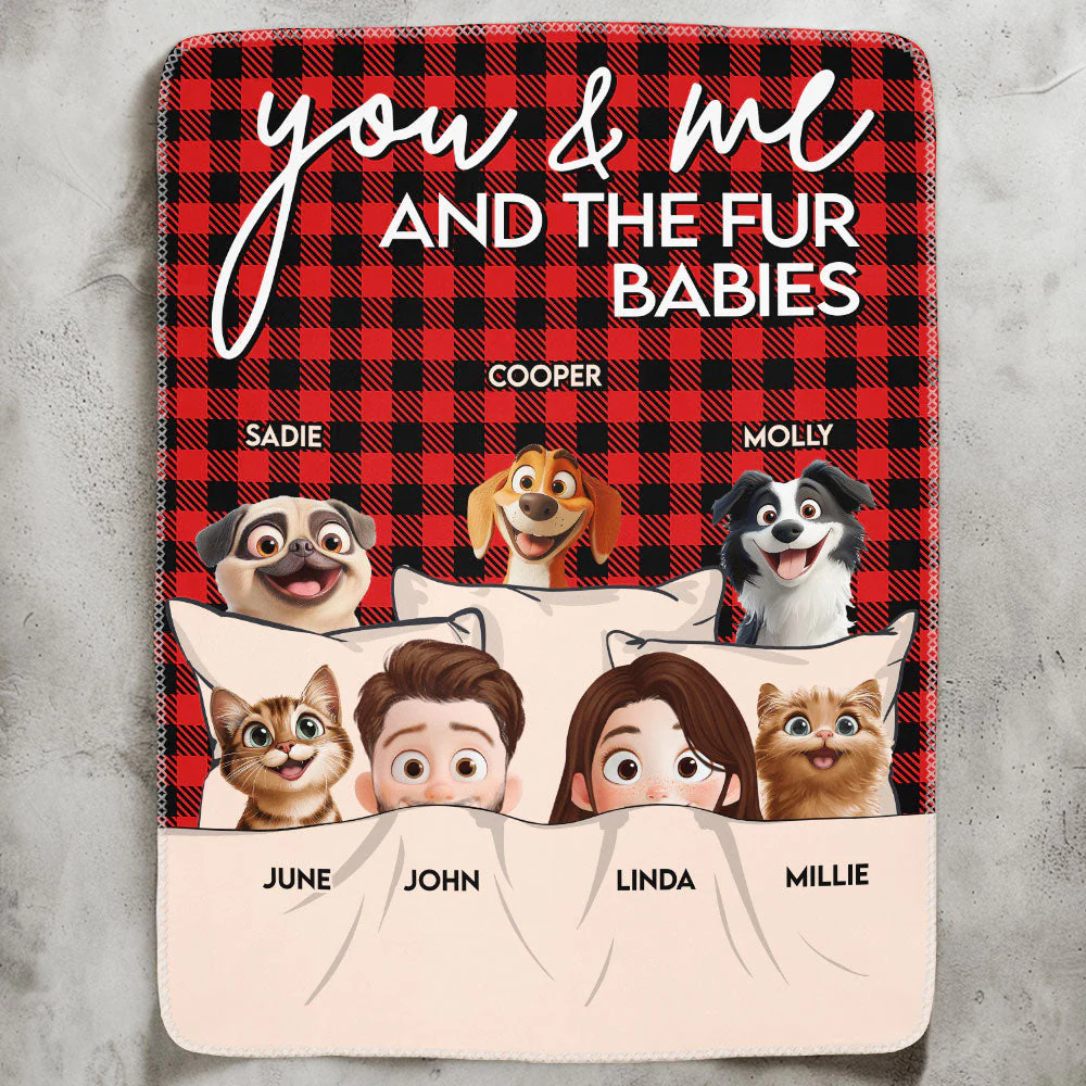 You & Me And The Fur Cartoon Pet Babies Caro Version - Personalized Blanket - Gift For Pet Lovers, Couples | CLP15 NA94 - Image 2