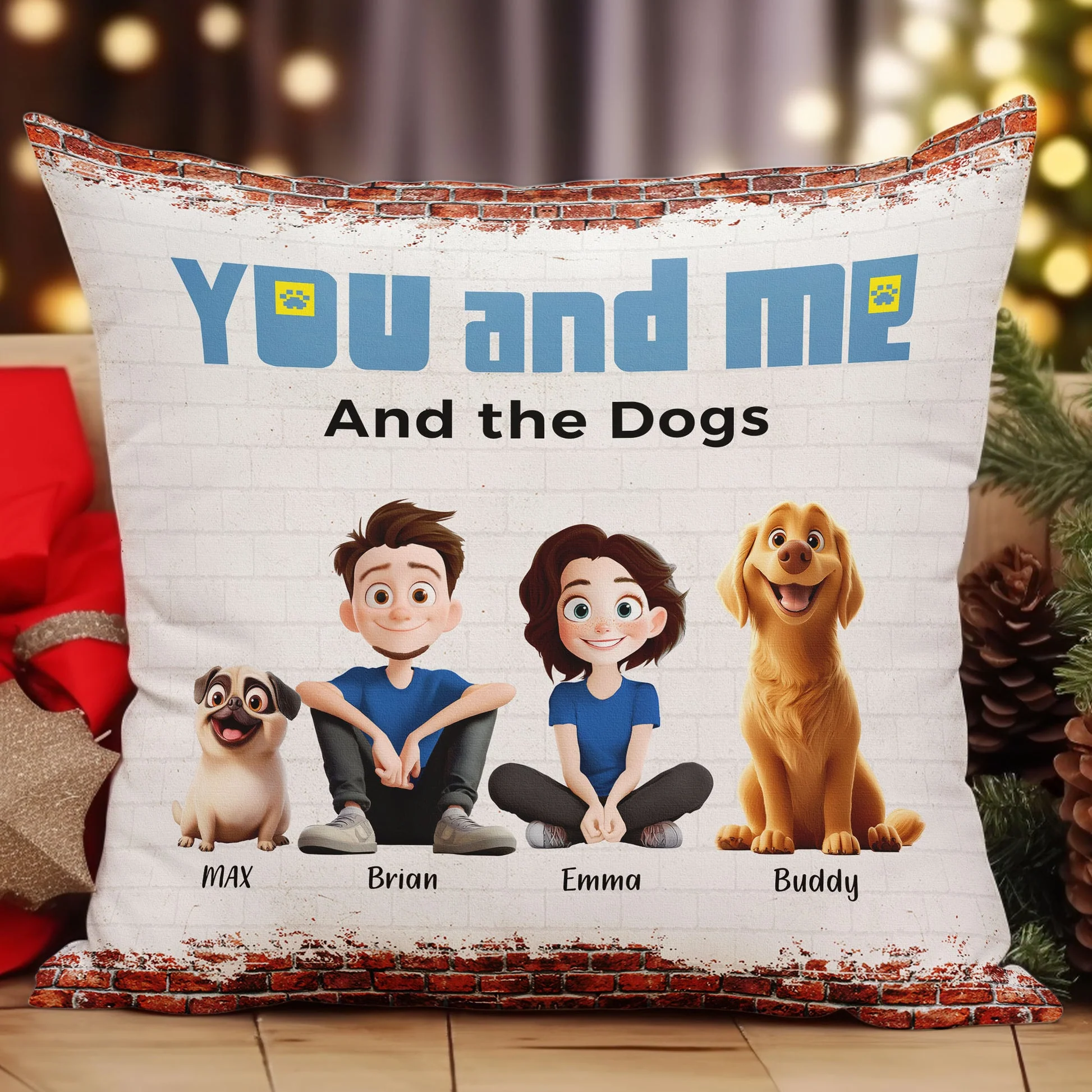 You, Me & The Lovely Dogs Cartoon Pet - Personalized Pillow - Gift for Pet Owners, Dog Lovers, Dog Dad, Dog Mom, Cat Lovers, Cat Mom | CLP15 NH96 - Image 3