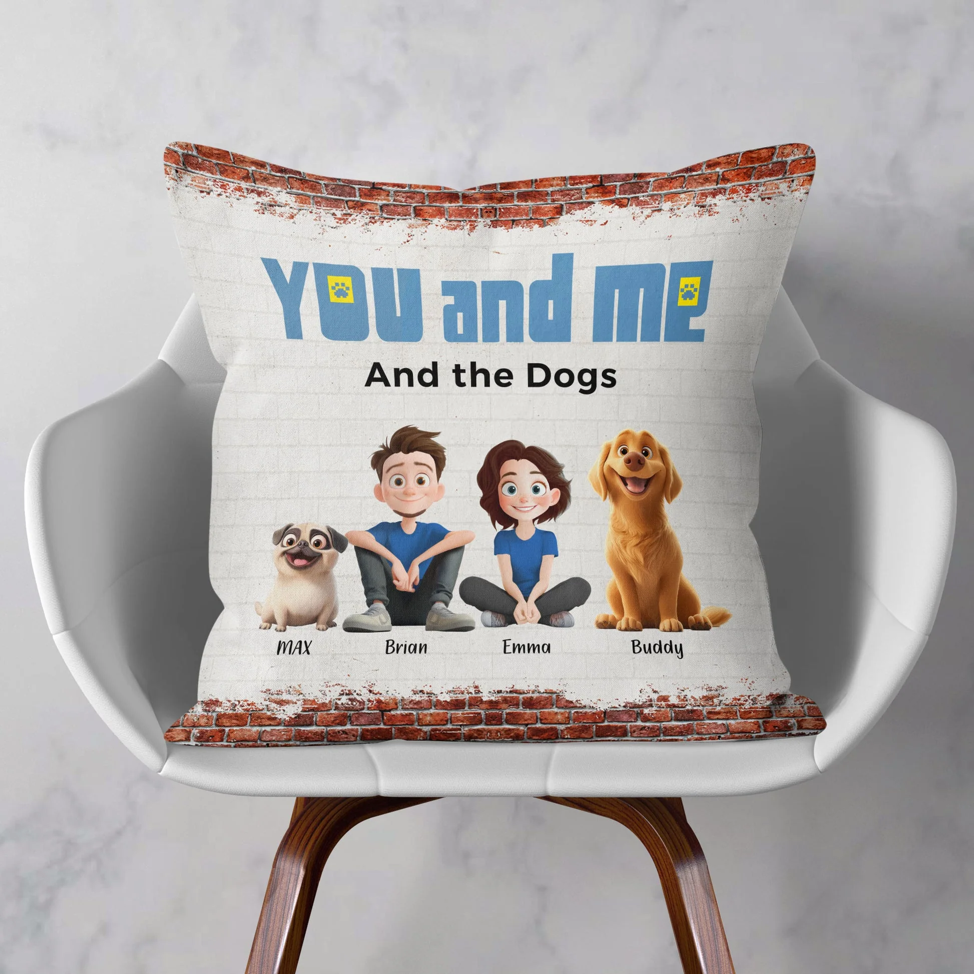 You, Me & The Lovely Dogs Cartoon Pet - Personalized Pillow - Gift for Pet Owners, Dog Lovers, Dog Dad, Dog Mom, Cat Lovers, Cat Mom | CLP15 NH96 - Image 4