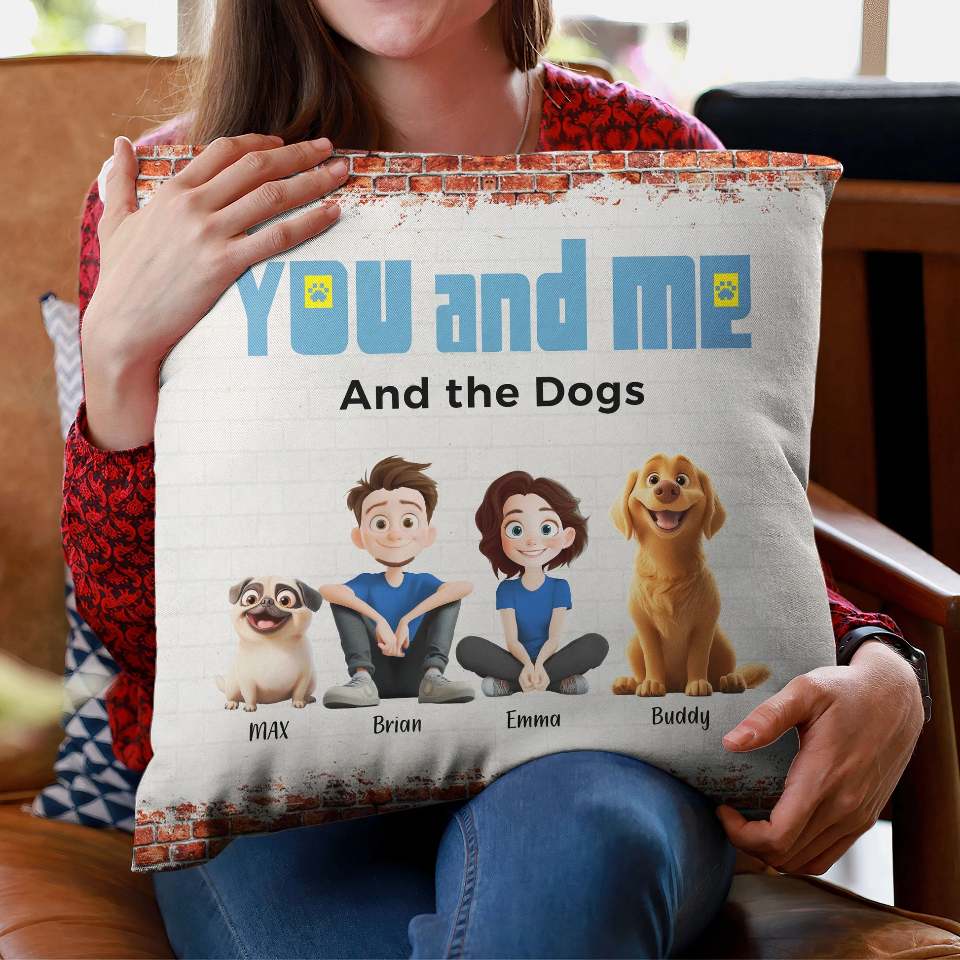 You, Me & The Lovely Dogs Cartoon Pet - Personalized Pillow - Gift for Pet Owners, Dog Lovers, Dog Dad, Dog Mom, Cat Lovers, Cat Mom | CLP15 NH96 - Image 5