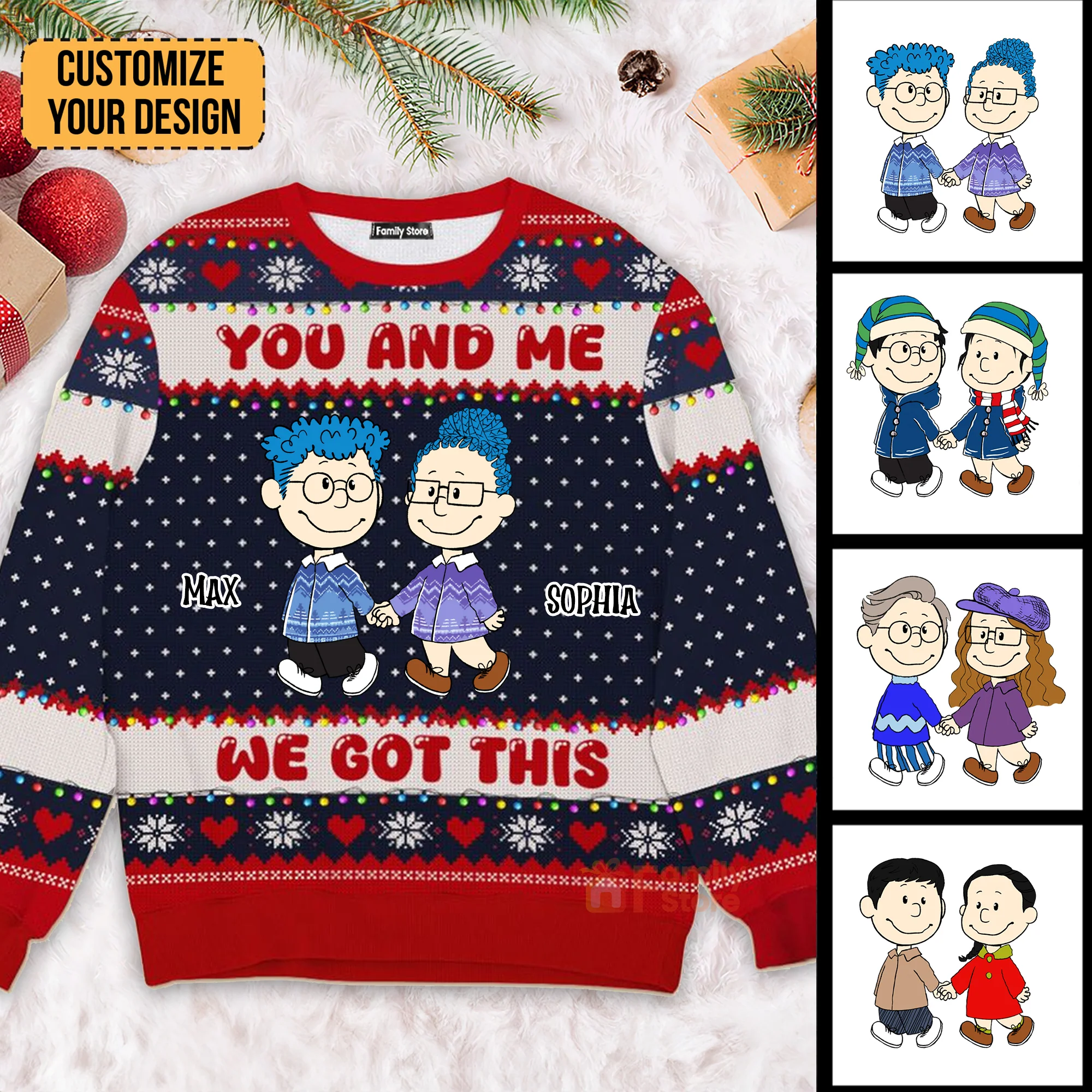 Peanut You & Me We Got This - Personalized Ugly Sweatshirt - Gift For Couple, Husband Wife, Anniversary CL43 NH96 - Image 2
