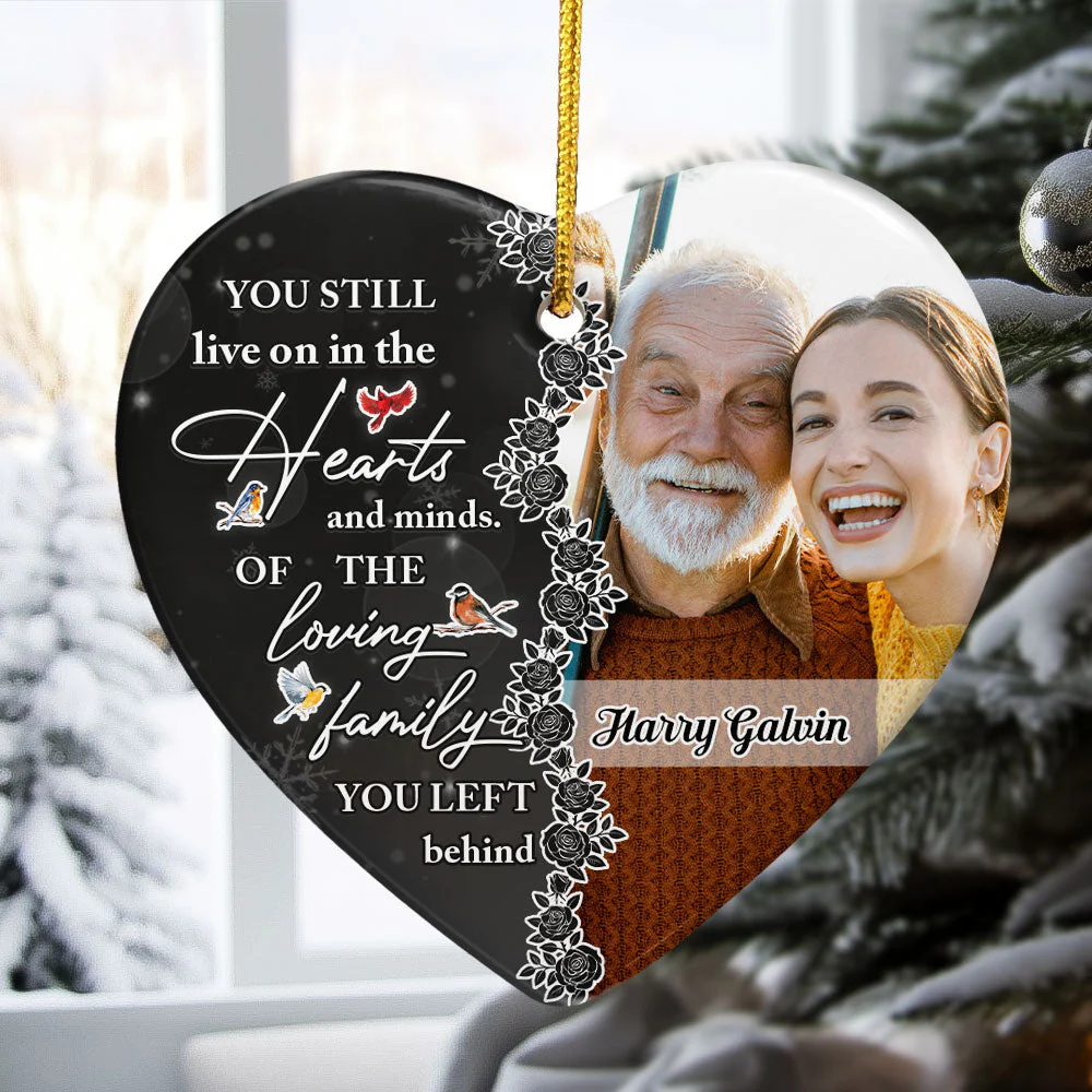 You Still Live On In The Hearts And Minds - Personalized Ceramic Photo Ornament PT - Image 3