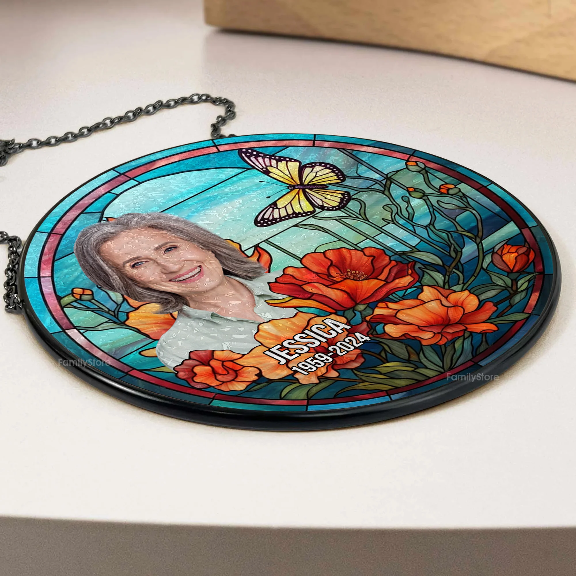 You Will Remain In Our Hearts Forever - Memorial Gift - Personalized Stained Glass Window Hanging Suncatcher - NA94 - Image 3