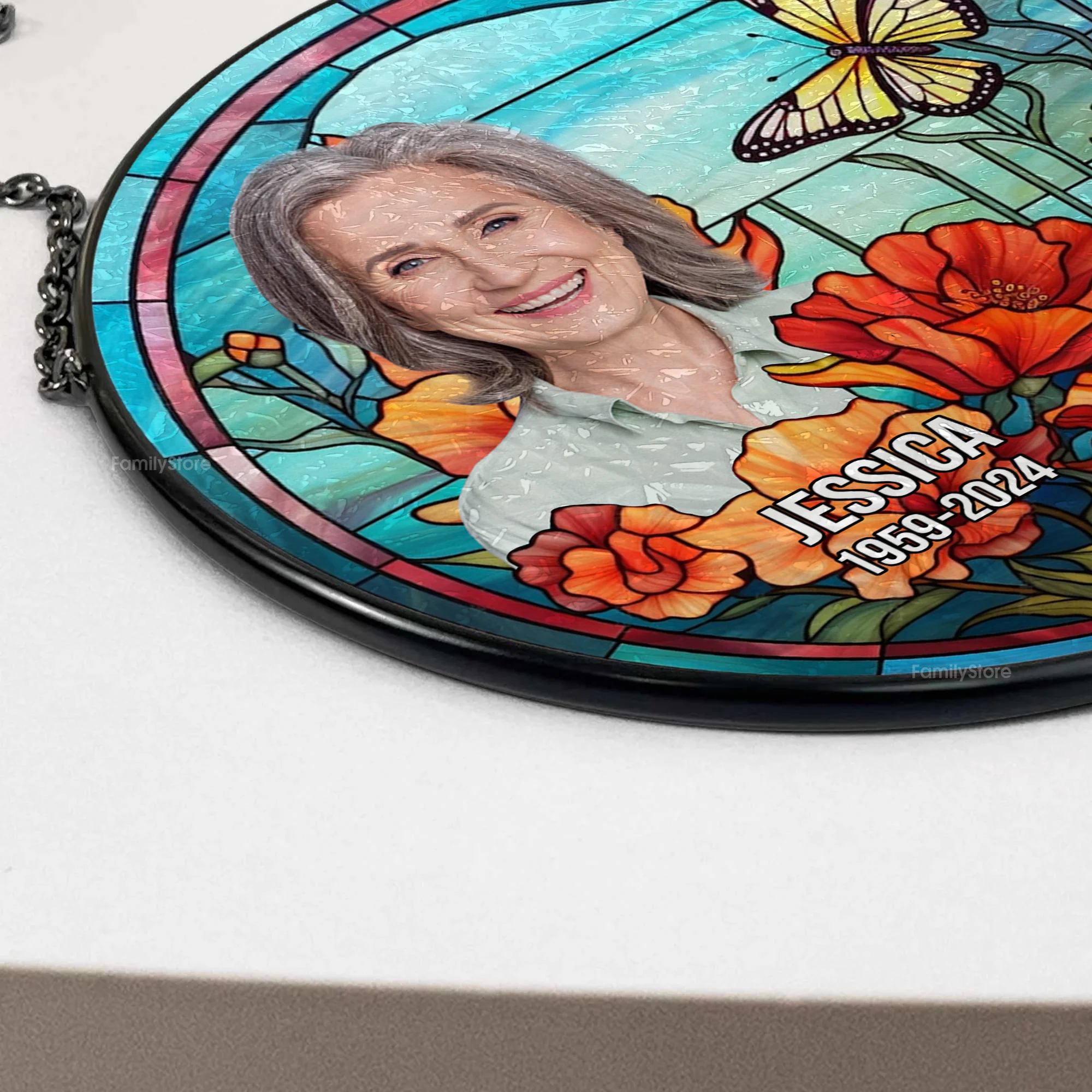 You Will Remain In Our Hearts Forever - Memorial Gift - Personalized Stained Glass Window Hanging Suncatcher - NA94 - Image 4