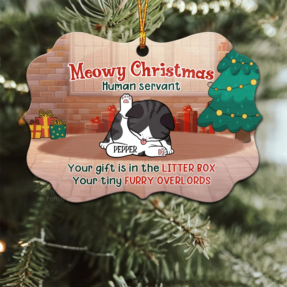 Your Gift Is In The Litter Box - Gift For Cat Lover, Pet Lovers - Personalized Wood Ornament - CLP10 NH96 - Image 2