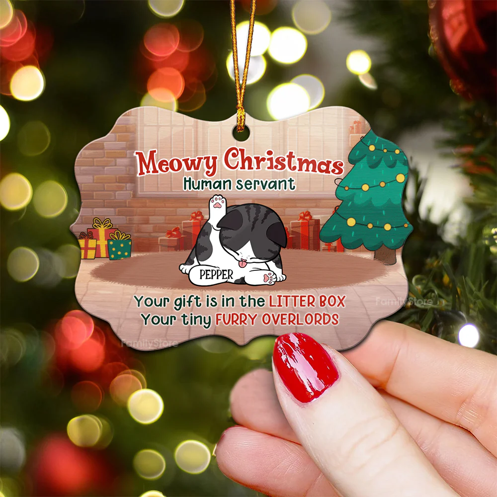 Your Gift Is In The Litter Box - Gift For Cat Lover, Pet Lovers - Personalized Wood Ornament - CLP10 NH96 - Image 3