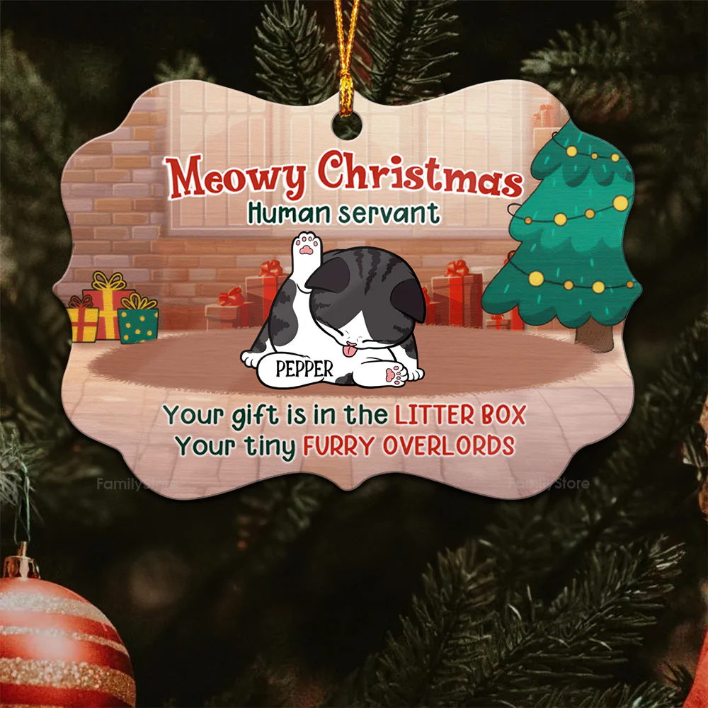 Your Gift Is In The Litter Box - Gift For Cat Lover, Pet Lovers - Personalized Wood Ornament - CLP10 NH96 - Image 4