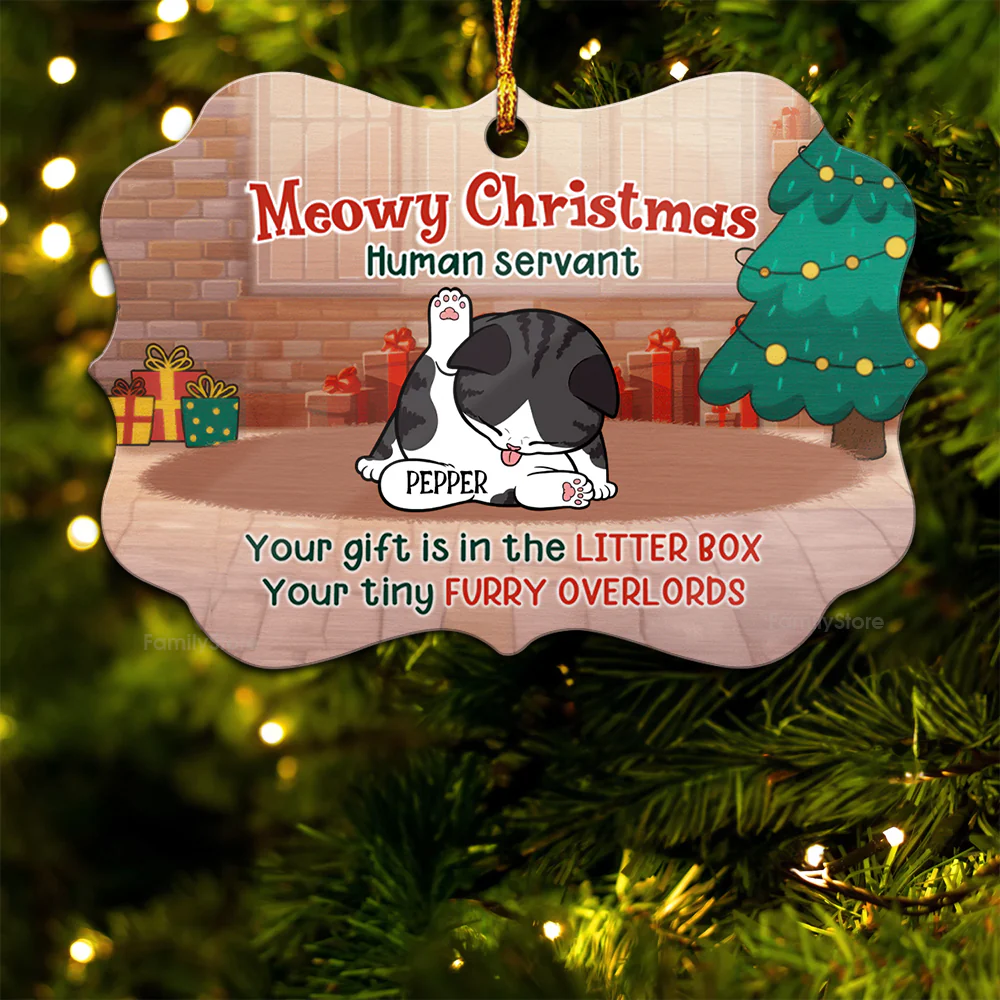 Your Gift Is In The Litter Box - Gift For Cat Lover, Pet Lovers - Personalized Wood Ornament - CLP10 NH96 - Image 5