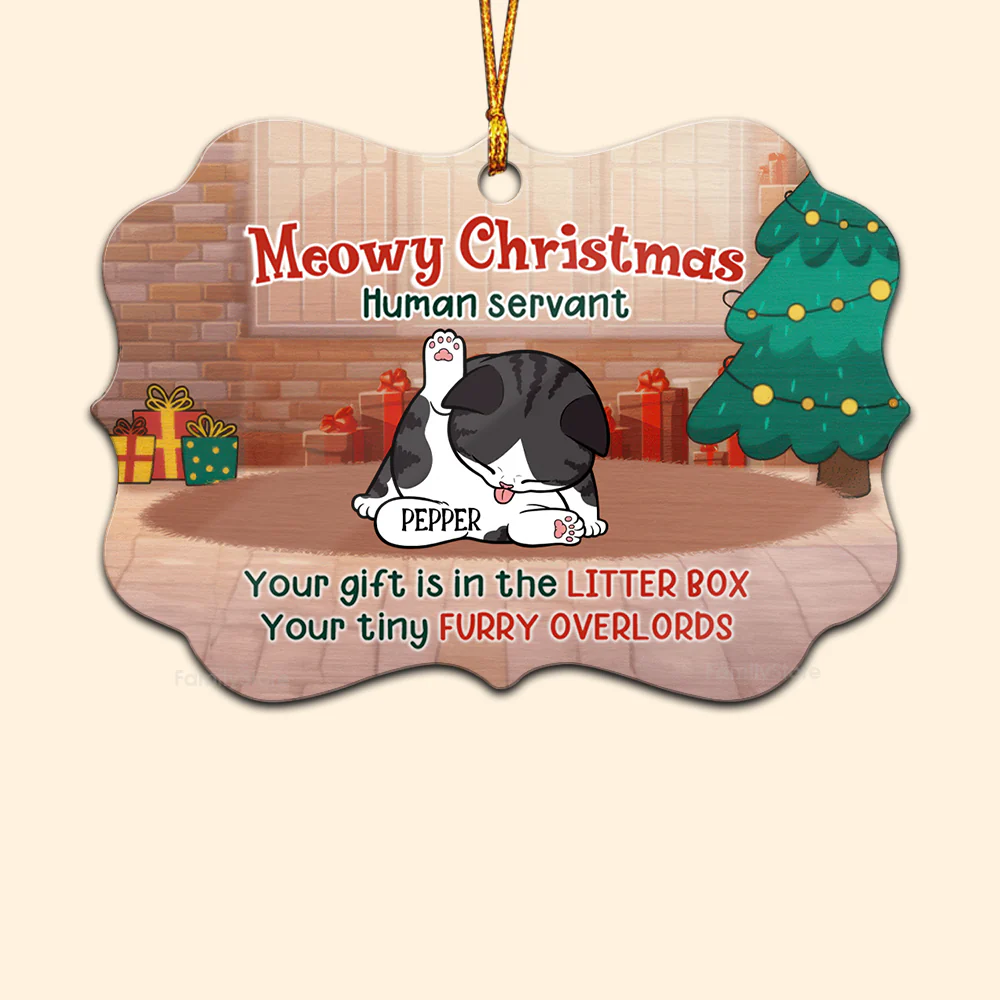 Your Gift Is In The Litter Box - Gift For Cat Lover, Pet Lovers - Personalized Wood Ornament - CLP10 NH96 - Image 6