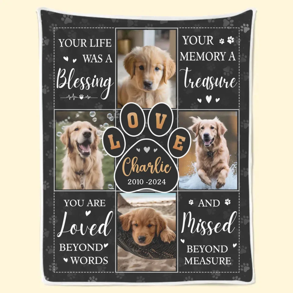 Your Life Was A Blessing, Your Memory A Treasure - Personalized Custom Photo Blanket - Gift For Pet Owners, Pet Lovers, Memorial Pet HH01 - Image 2