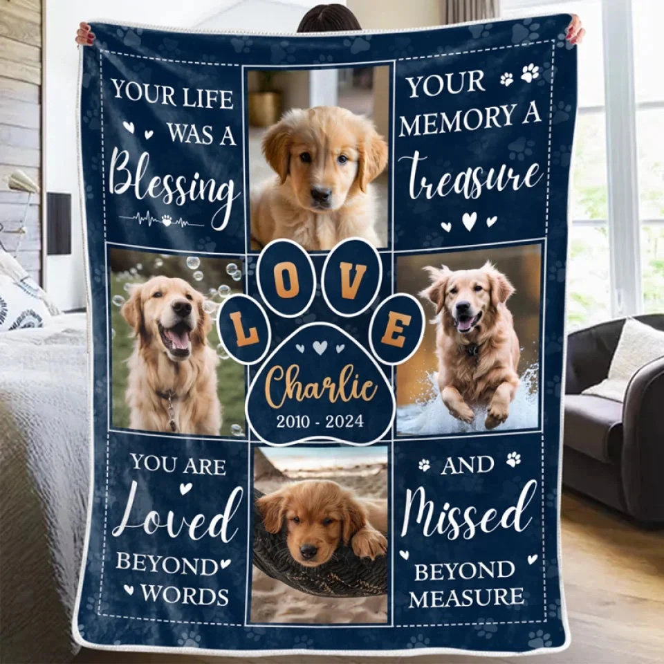 Your Life Was A Blessing, Your Memory A Treasure - Personalized Custom Photo Blanket - Gift For Pet Owners, Pet Lovers, Memorial Pet HH01 - Image 3