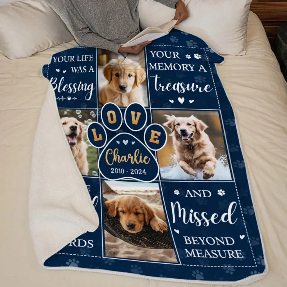 Your Life Was A Blessing, Your Memory A Treasure - Personalized Custom Photo Blanket - Gift For Pet Owners, Pet Lovers, Memorial Pet HH01 - Image 5