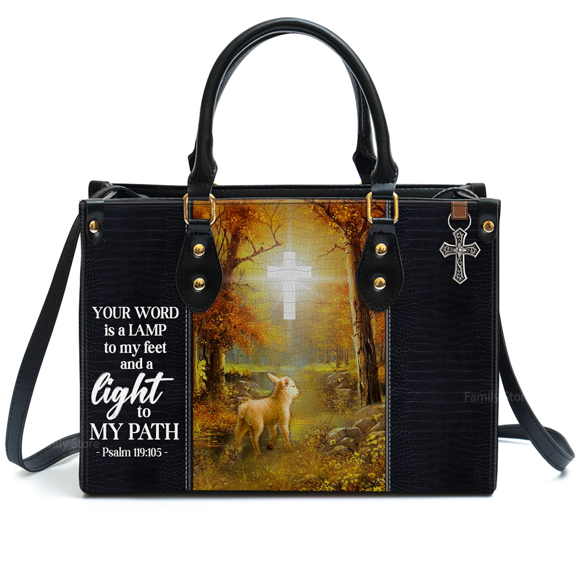 Your Word Is A Lamp To My Feet And A Light To My Path - Personalized Leather Handbag With Handle - AT4081408 - Image 2