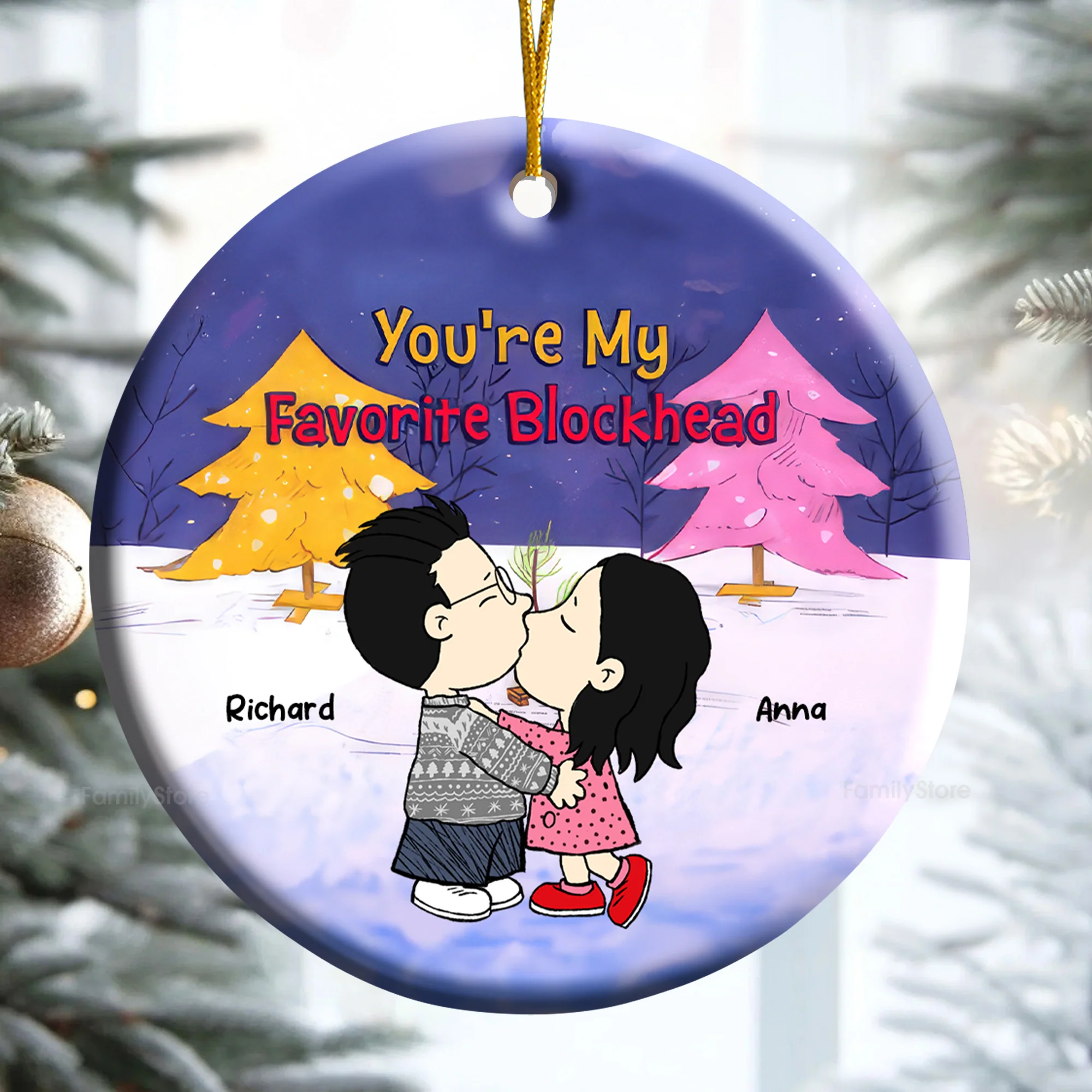 You're My Favorite Blockhead Peanut - Personalized Ceramic Ornament - Gift For Couple, Husband Wife CL45 NH96 - Image 2