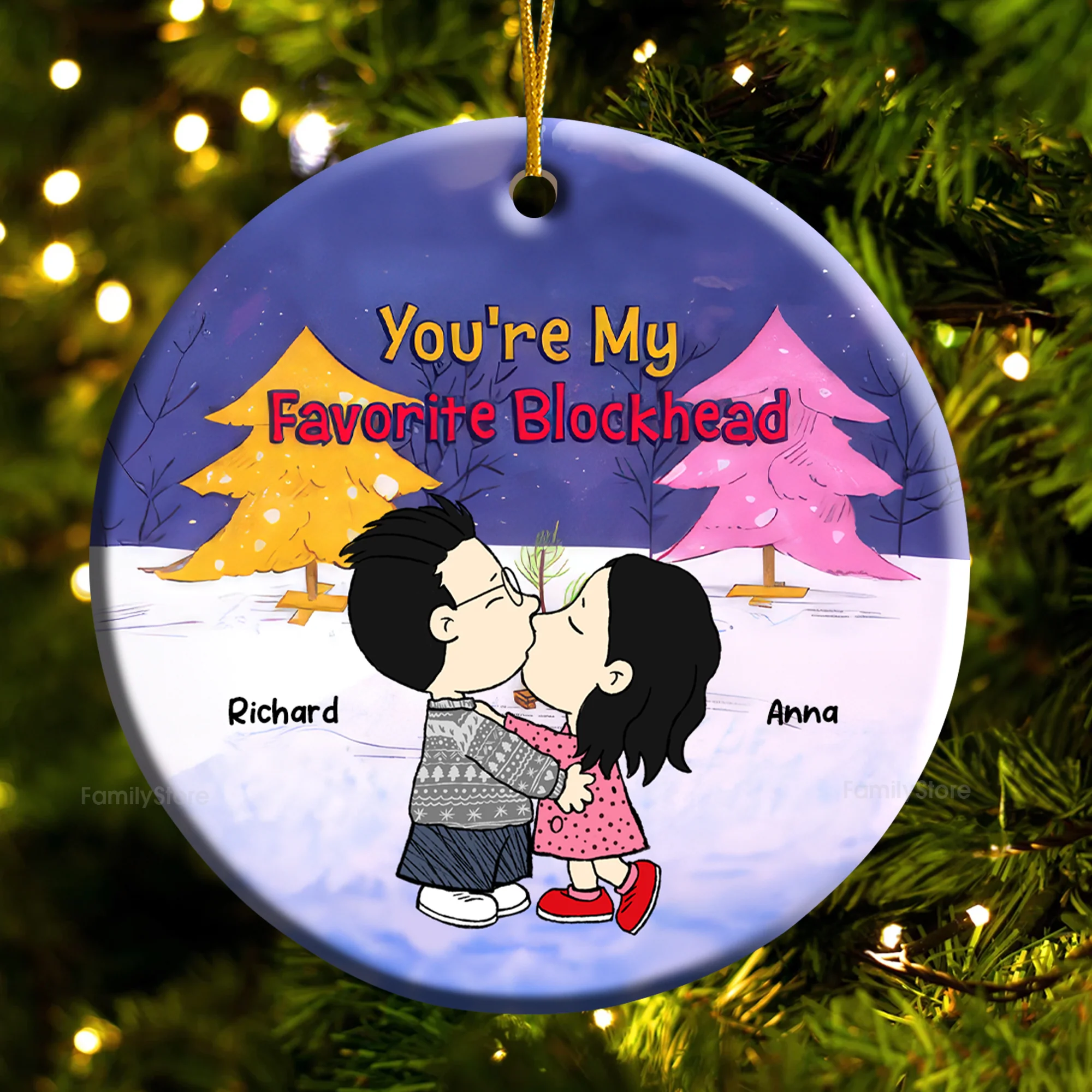You're My Favorite Blockhead Peanut - Personalized Ceramic Ornament - Gift For Couple, Husband Wife CL45 NH96 - Image 4