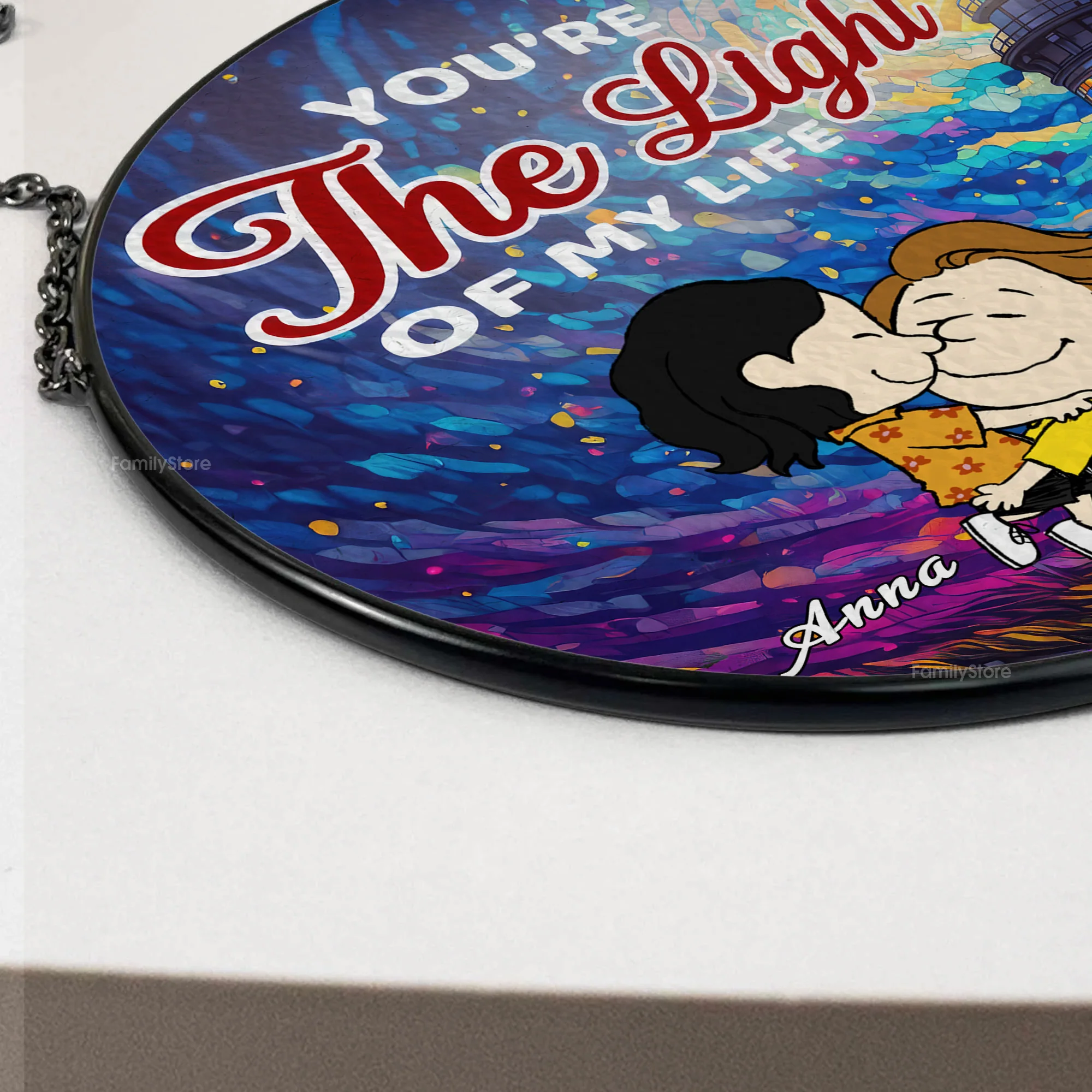 You're The Light Of My Life Peanut - Personalized Stained Glass Window Suncatcher - Gift For Couple, Husband Wife | GR8 NH96 - Image 4