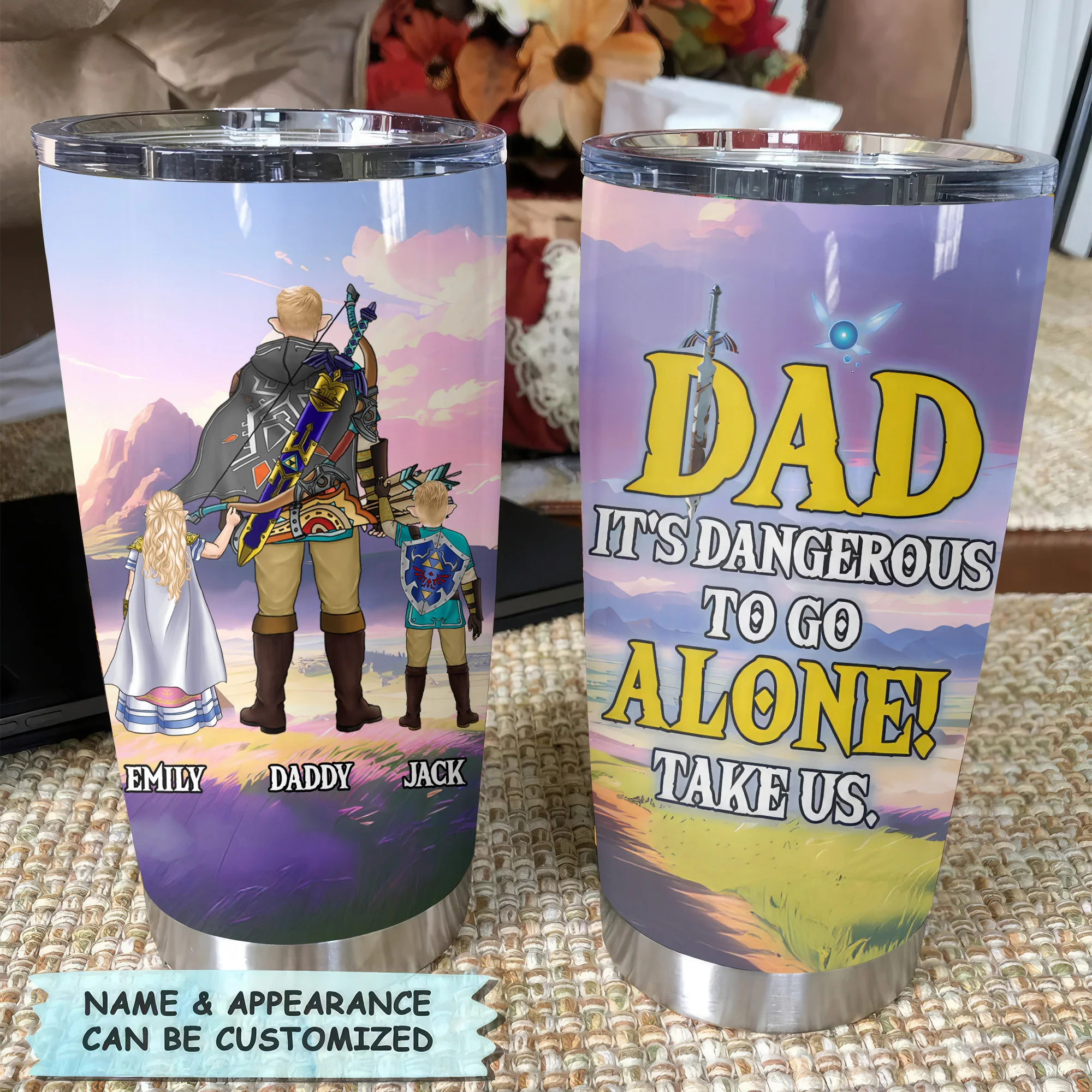 Zelda Dad It's Dangerous To Go Alone, Take Us - Personalized Stainless Steel Tumbler - Gift For Dad, Father's Day | CL07 NA94 - Image 2