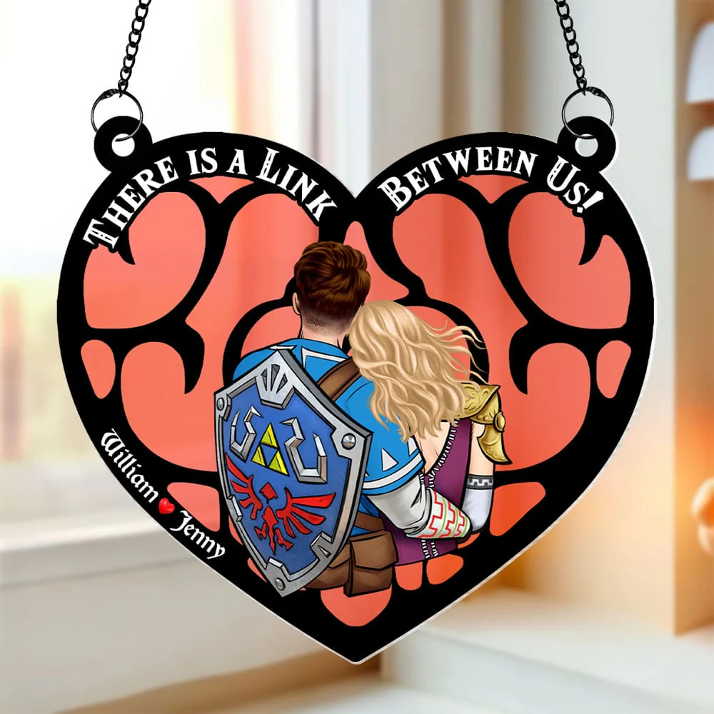 Zelda There Is A Link Between Us -  Personalized Window Hanging Window Hanging Suncatcher Ornament - Gift For Couple, Husband Wife  - CL32 NA94